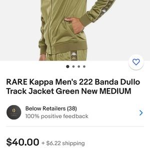 Kappa Men's 222 Banda Dullo Track Jacket Green